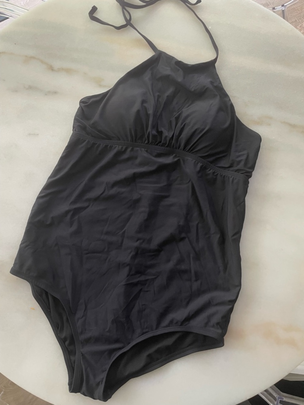 Women’s Black One-Piece Swimsuit - Classic Halter Style size M